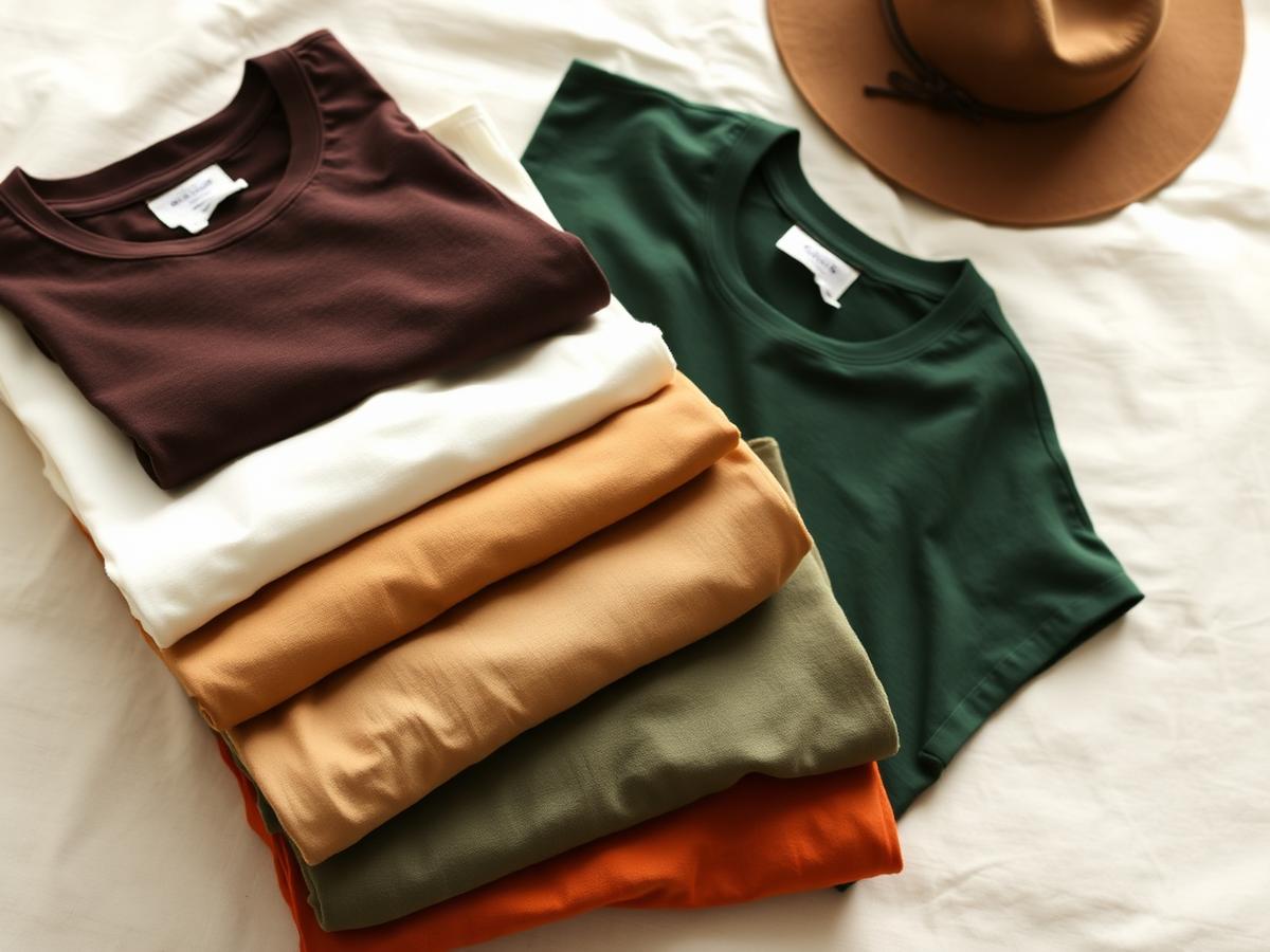 Stack of folded garment-dyed cotton tees